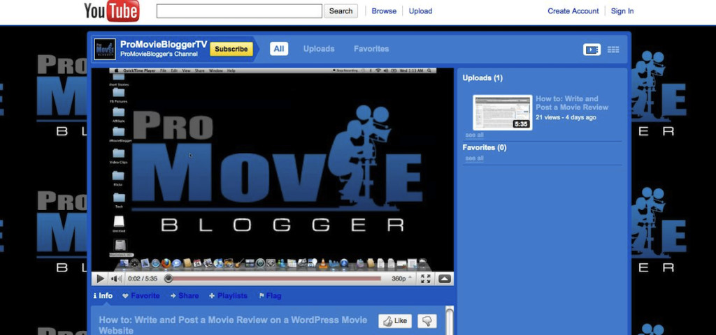 ProMovieBloggerTV, YouTube Channel